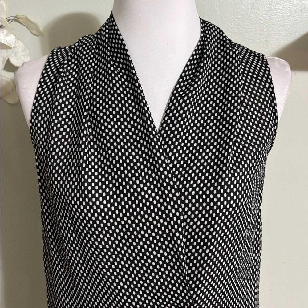 Who What Wear Black White Dotted Blouse